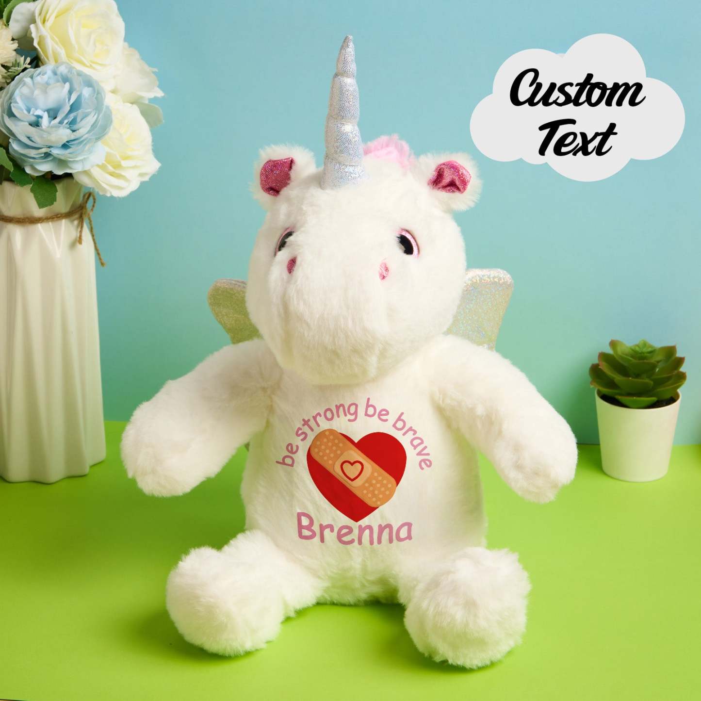 Personalized Unicorn Plush Stuffed Animal Birth Announcement Gift for Baby Shower - mysiliconefoodbag