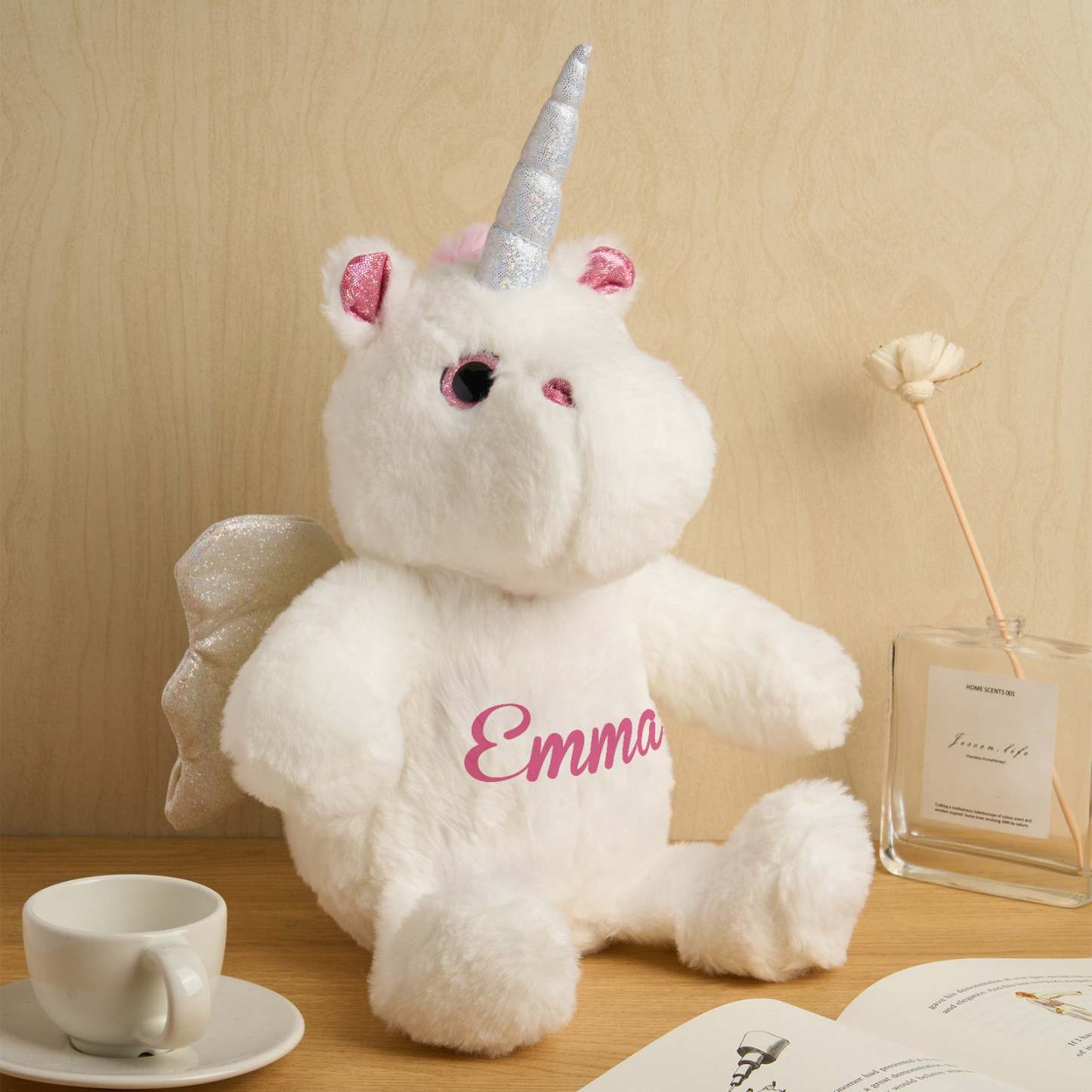 Personalized Unicorn Plush Stuffed Animal Birth Announcement Gift for Baby Shower - mysiliconefoodbag