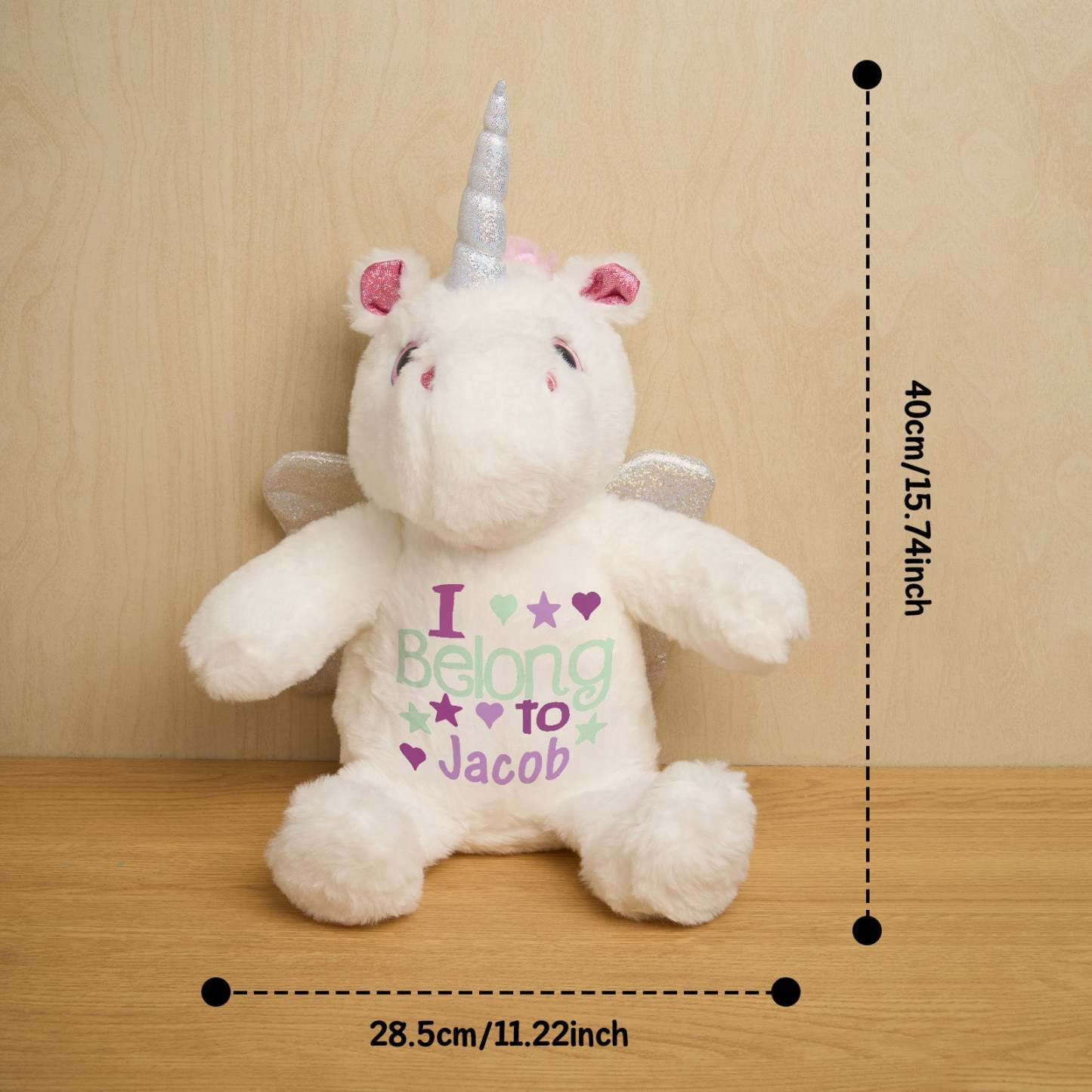 Personalized Unicorn Plush Stuffed Animal Birth Announcement Gift for Baby Shower - mysiliconefoodbag