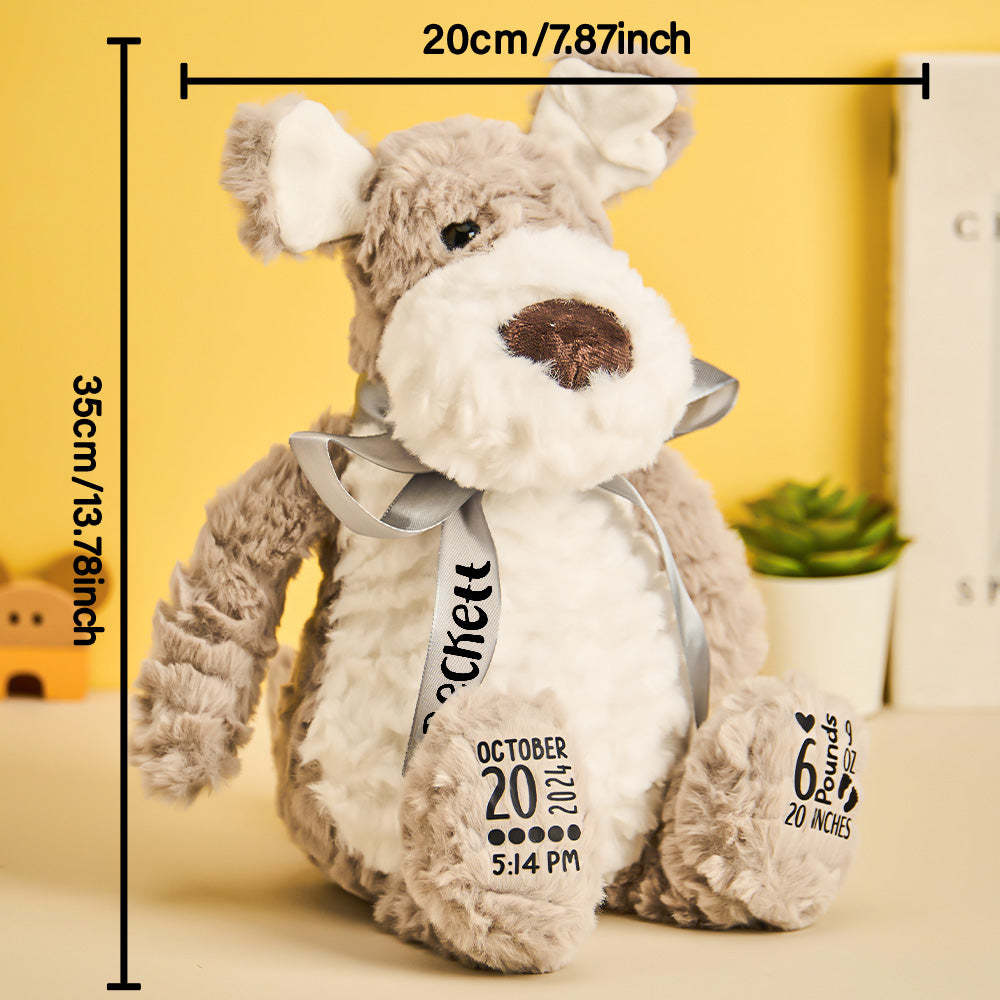 Personalized Puppy Dog Plush Birth Stats Stuffed Animal Birth Announcement Gifts - mysiliconefoodbag