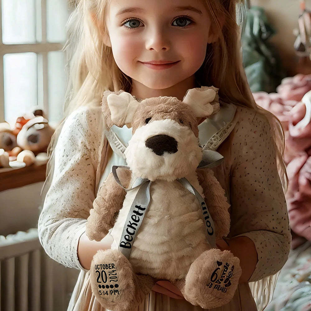 Personalized Puppy Dog Plush Birth Stats Stuffed Animal Birth Announcement Gifts - mysiliconefoodbag