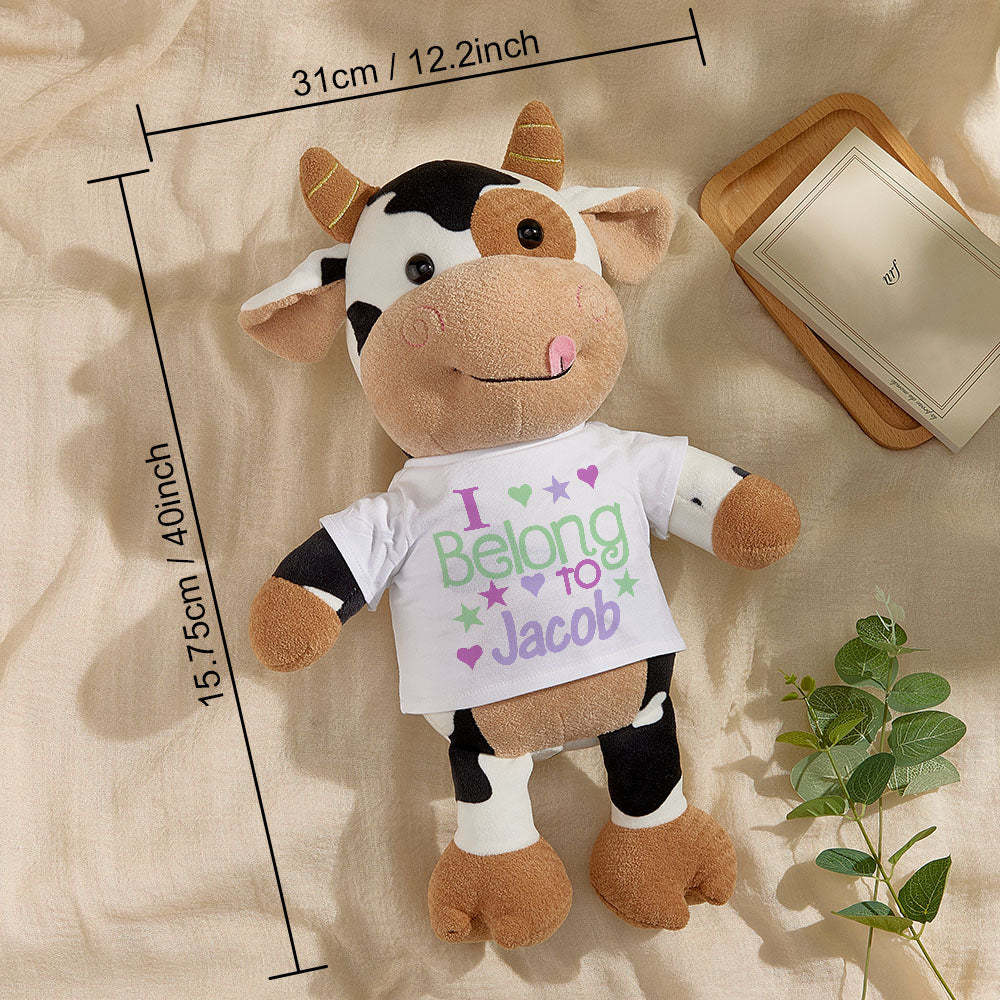 Personalized Cow Plush Stuffed Toy Gift for Baby Shower - mysiliconefoodbag