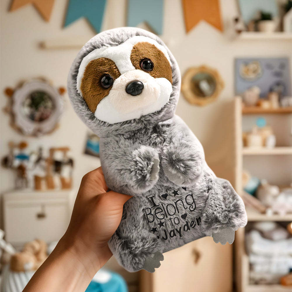 Personalized Sloth Plush Stuffed Toy Gift for Baby Shower - mysiliconefoodbag