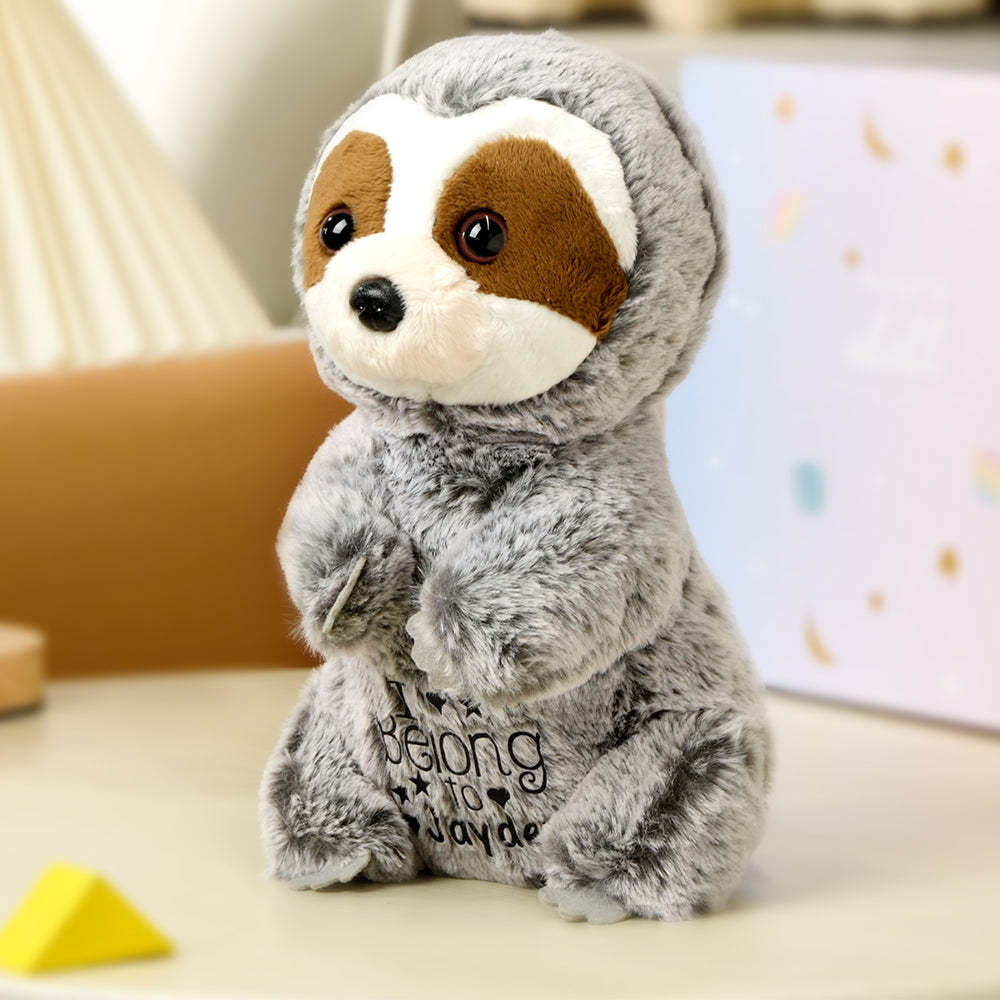 Personalized Sloth Plush Stuffed Toy Gift for Baby Shower - mysiliconefoodbag