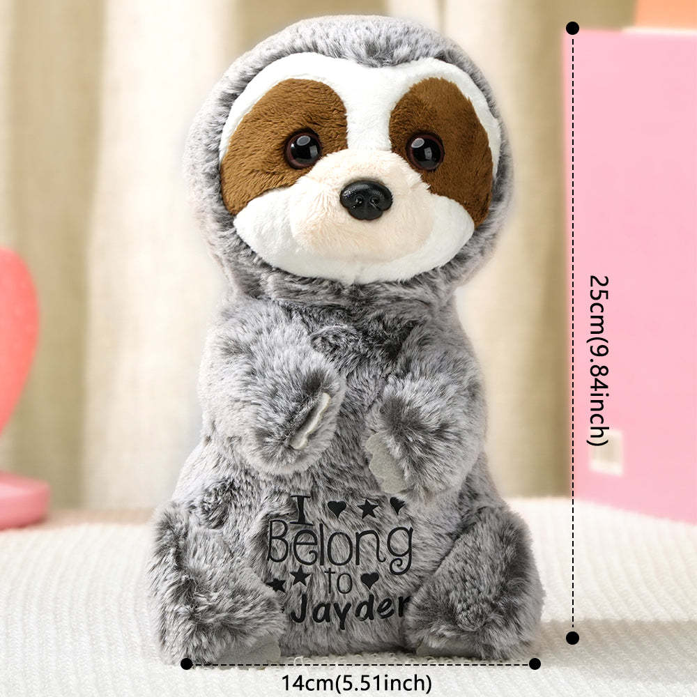 Personalized Sloth Plush Stuffed Toy Gift for Baby Shower - mysiliconefoodbag
