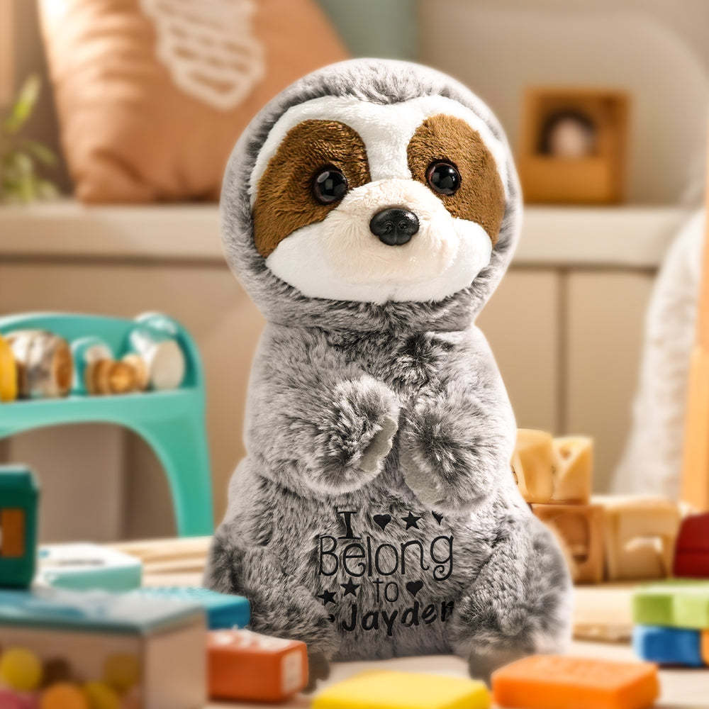 Personalized Sloth Plush Stuffed Toy Gift for Baby Shower - mysiliconefoodbag