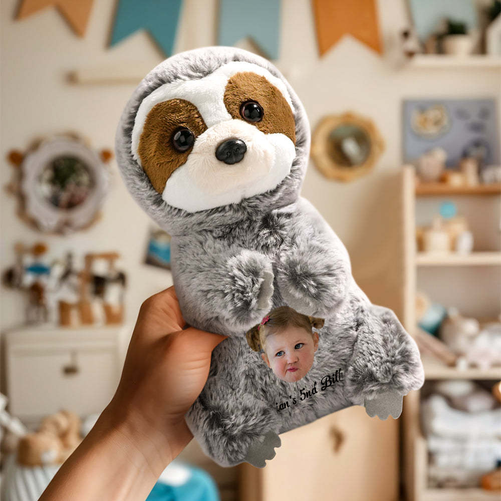 Personalized Sloth Plush Stuffed Toy with Custom Text and Face Gift for Kids - mysiliconefoodbag