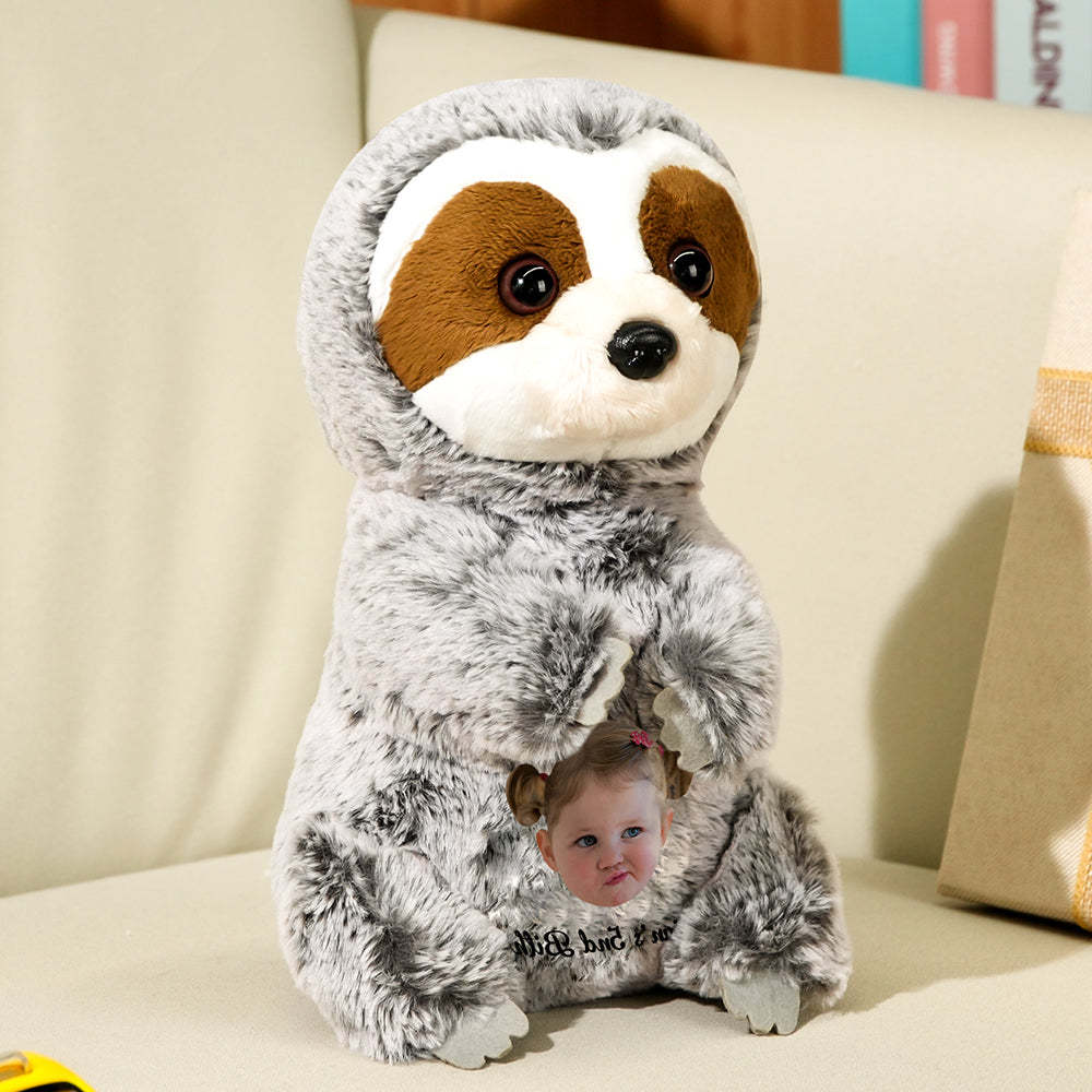 Personalized Sloth Plush Stuffed Toy with Custom Text and Face Gift for Kids - mysiliconefoodbag