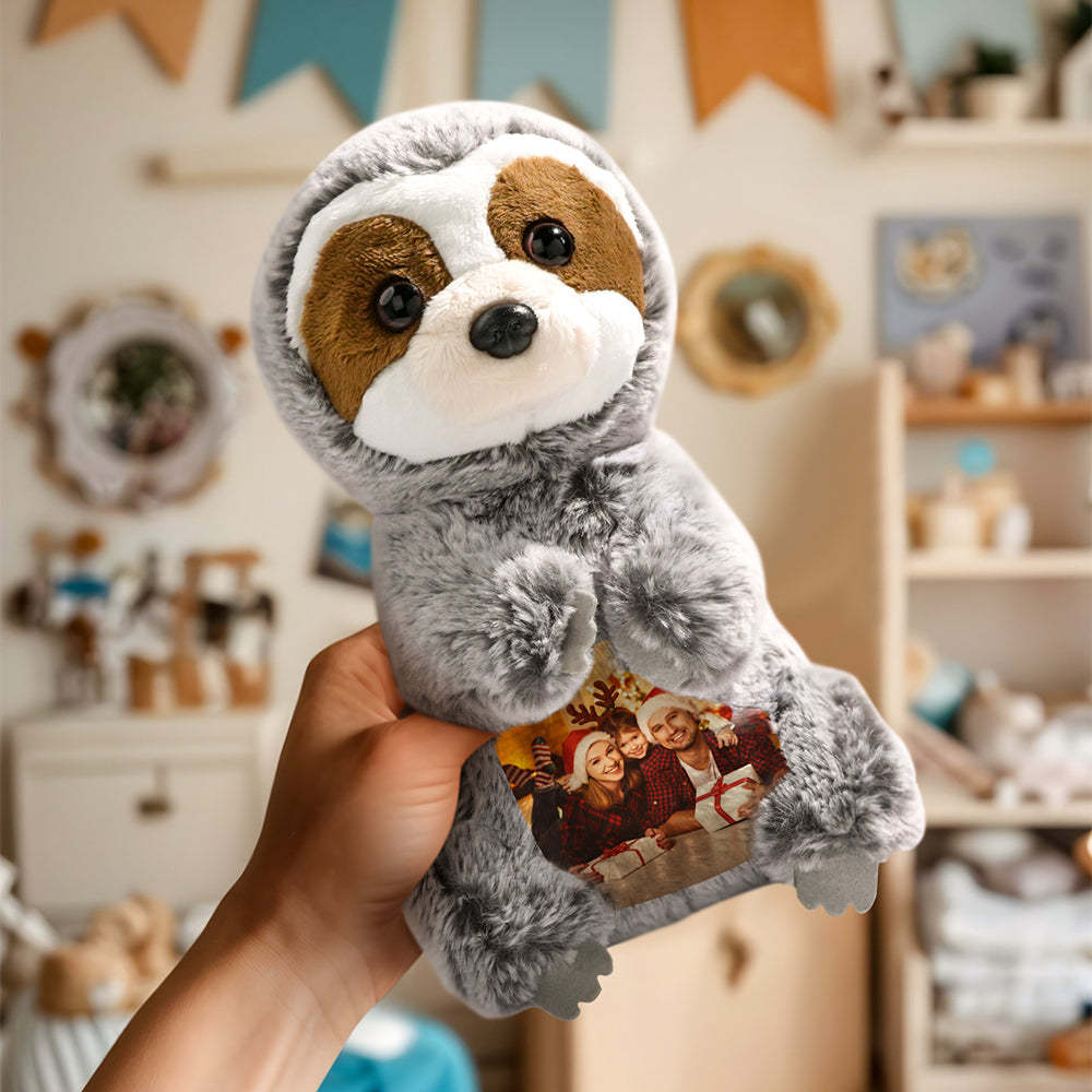 Personalized Sloth Plush Stuffed Toy with Photo Gift for Kids - mysiliconefoodbag