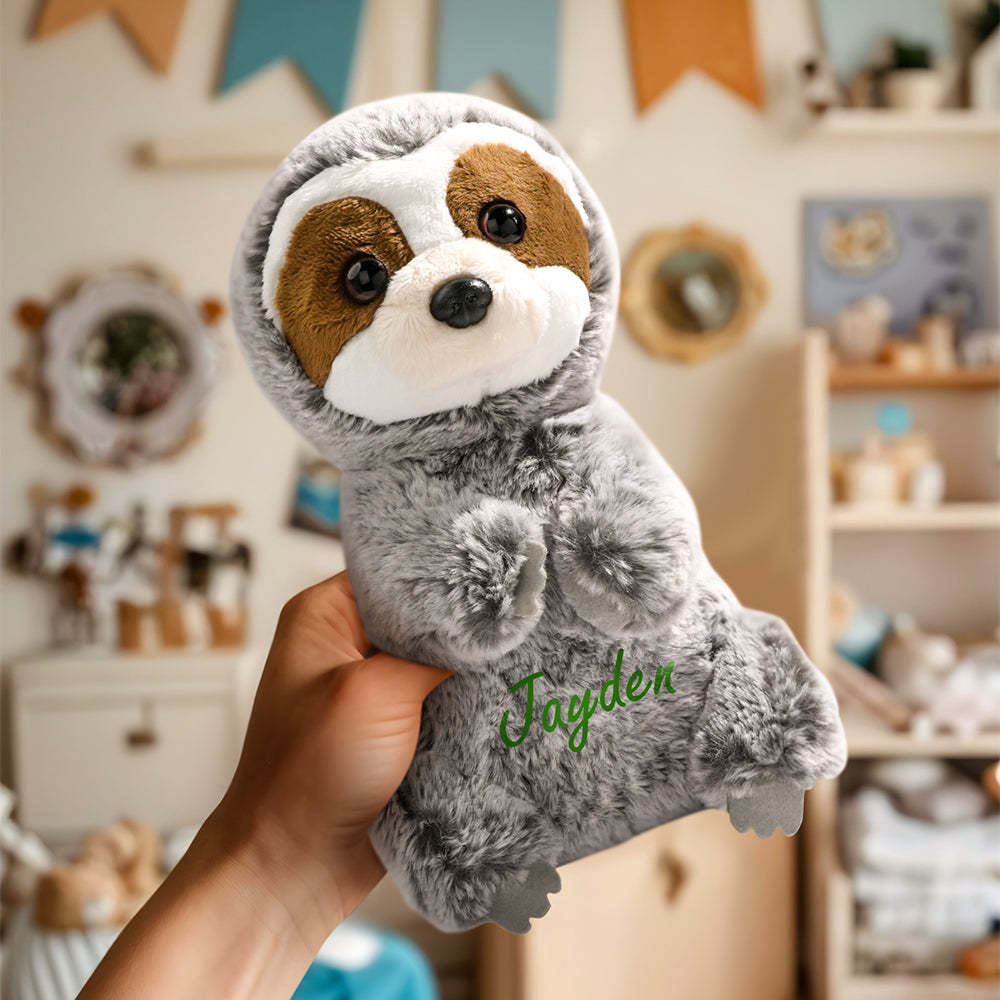 Personalized Sloth Plush Stuffed Toy with Custom Text Gift for Baby Shower - mysiliconefoodbag