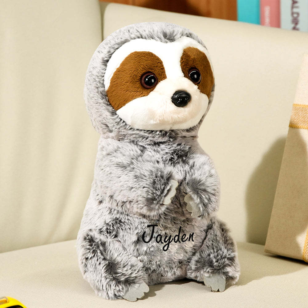 Personalized Sloth Plush Stuffed Toy with Custom Text Gift for Baby Shower - mysiliconefoodbag