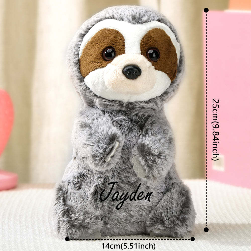 Personalized Sloth Plush Stuffed Toy with Custom Text Gift for Baby Shower - mysiliconefoodbag