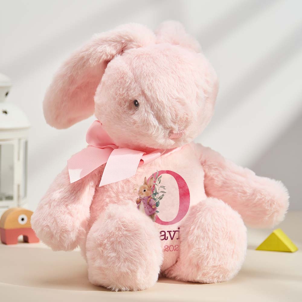 Personalized Bunny Rabbit Plush Stuffed Toy Gift for Children - mysiliconefoodbag