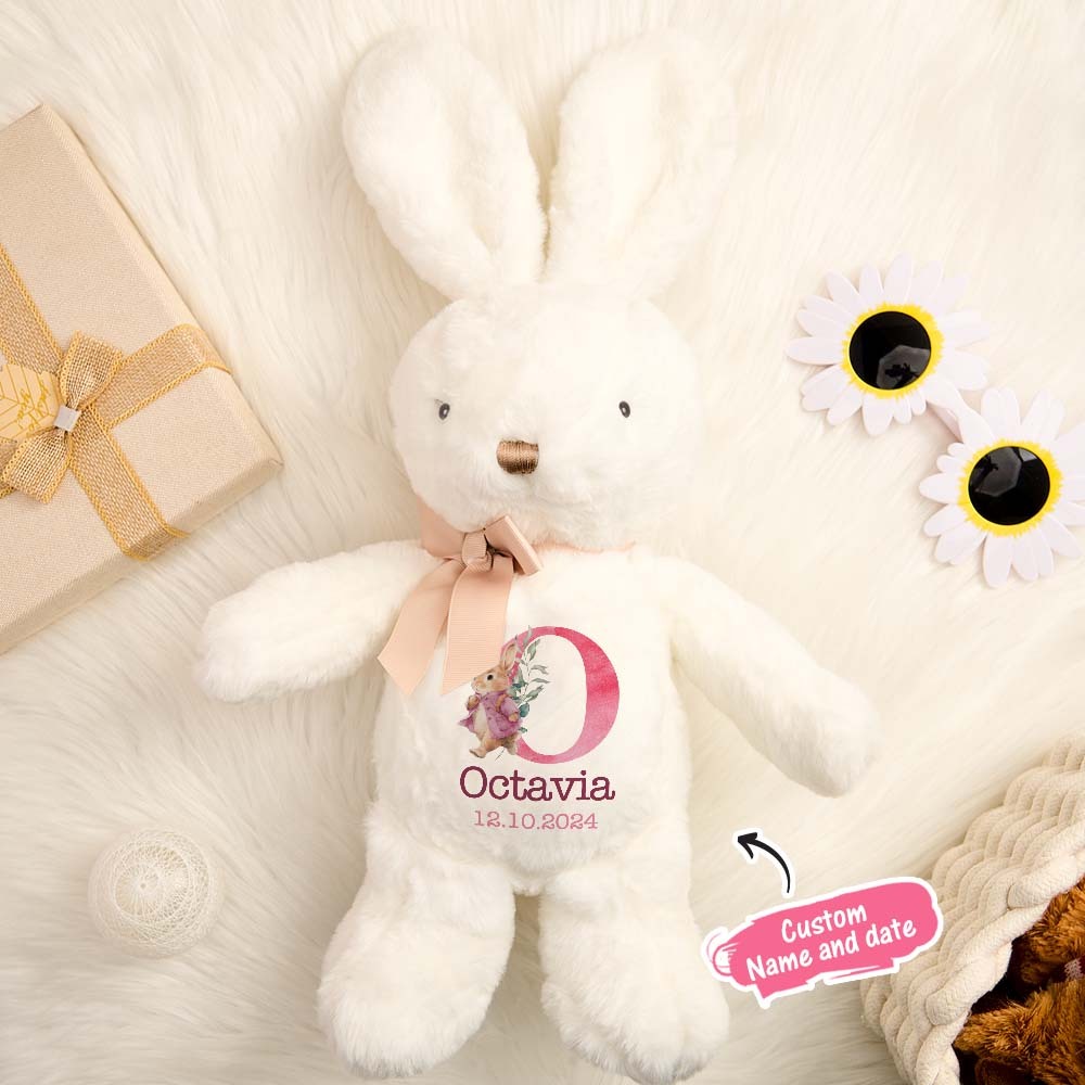 Personalized Bunny Rabbit Plush Stuffed Toy Gift for Children - mysiliconefoodbag