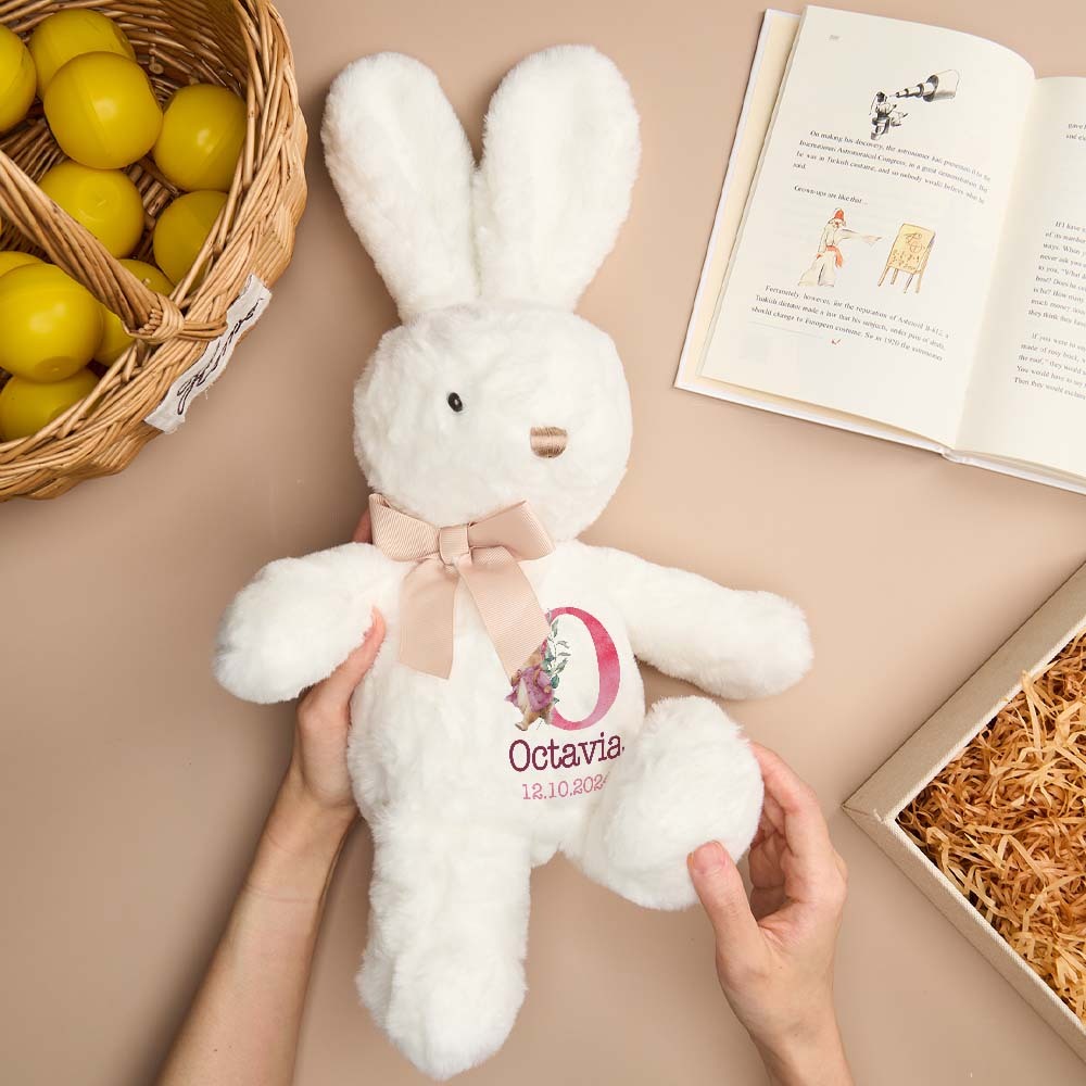 Personalized Bunny Rabbit Plush Stuffed Toy Gift for Children - mysiliconefoodbag