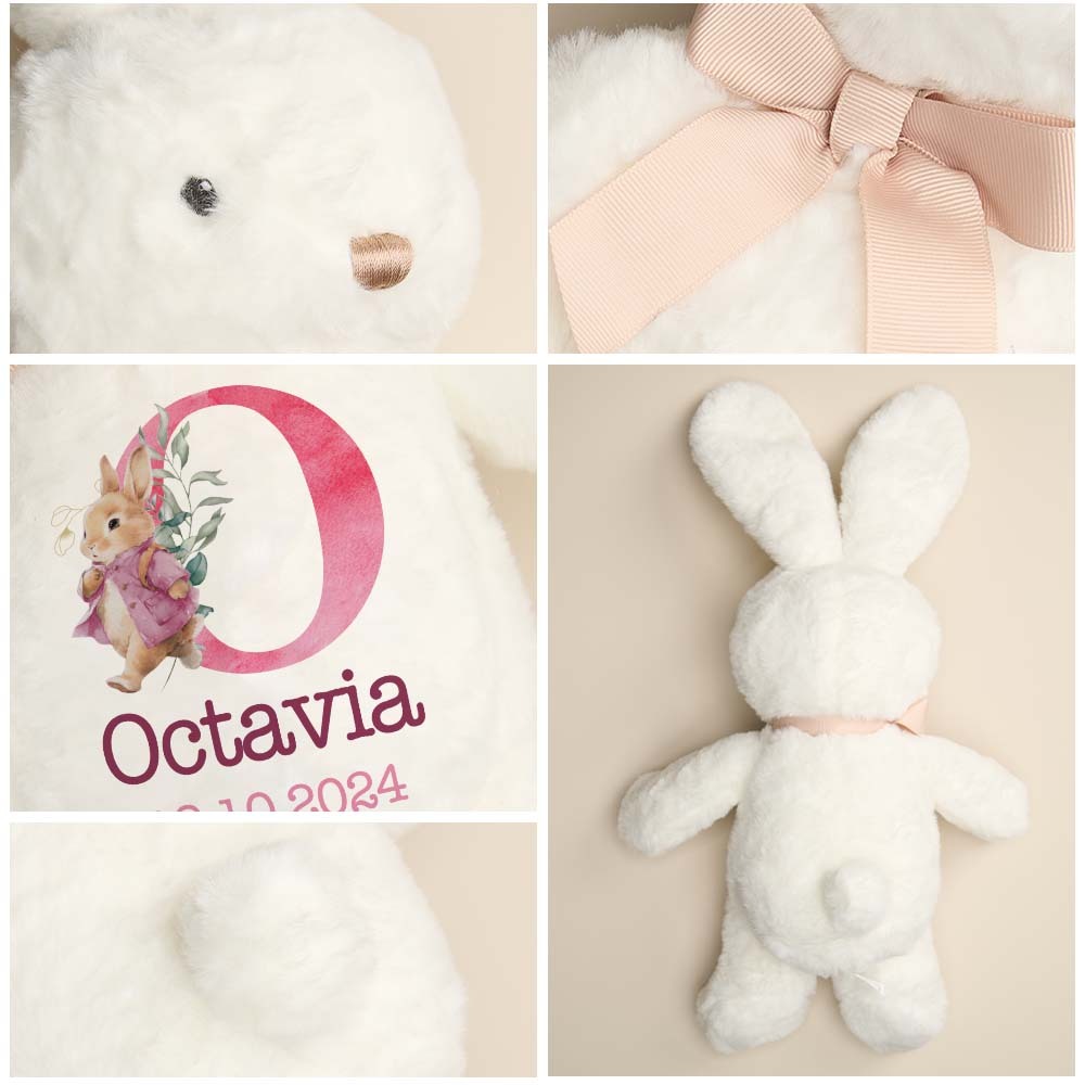 Personalized Bunny Rabbit Plush Stuffed Toy Gift for Children - mysiliconefoodbag