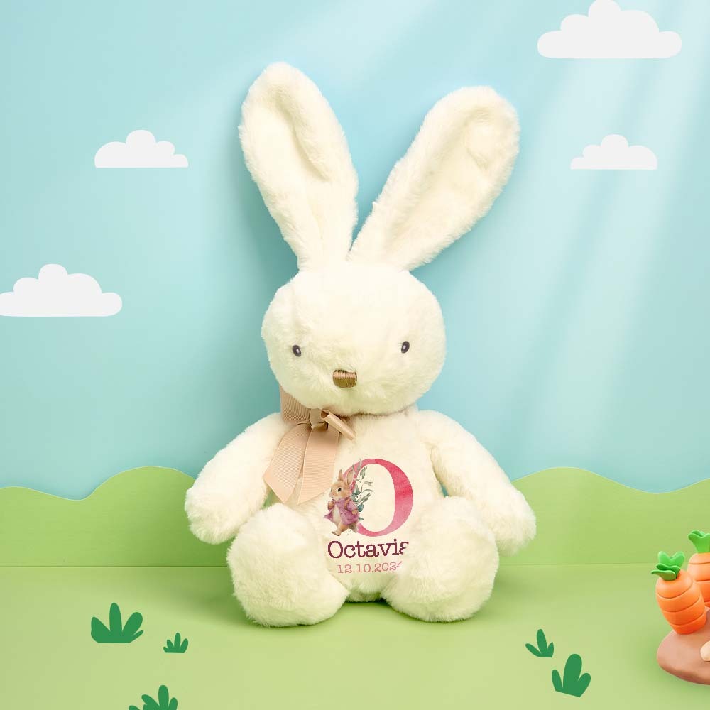 Personalized Bunny Rabbit Plush Stuffed Toy Gift for Children - mysiliconefoodbag