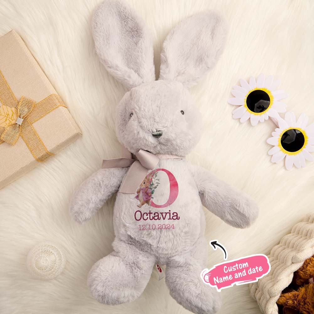 Personalized Bunny Rabbit Plush Stuffed Toy Gift for Children - mysiliconefoodbag
