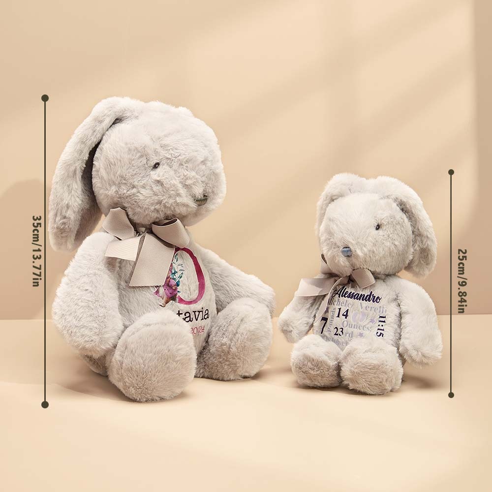 Personalized Bunny Rabbit Plush Stuffed Toy Gift for Children - mysiliconefoodbag