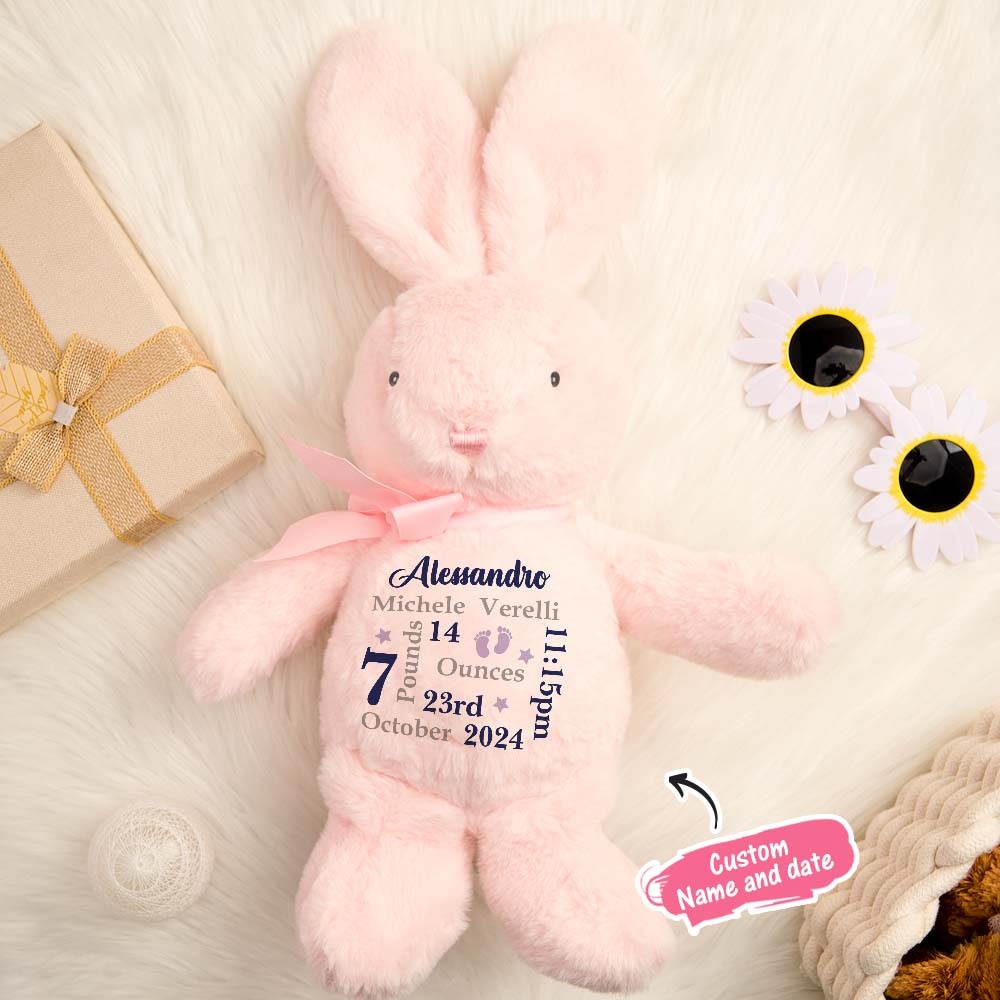 Personalized Bunny Rabbit Plush Stuffed Toy Gift for Children - mysiliconefoodbag