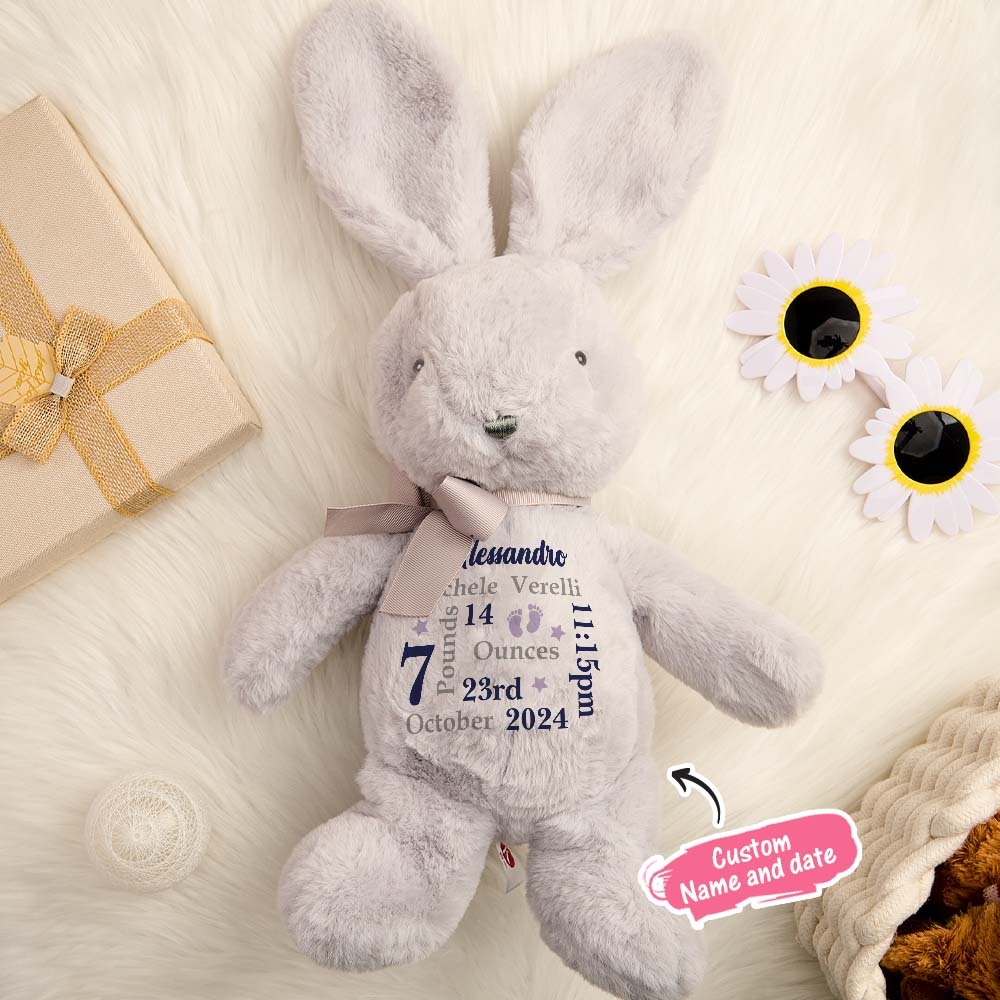 Personalized Bunny Rabbit Plush Stuffed Toy Gift for Children - mysiliconefoodbag