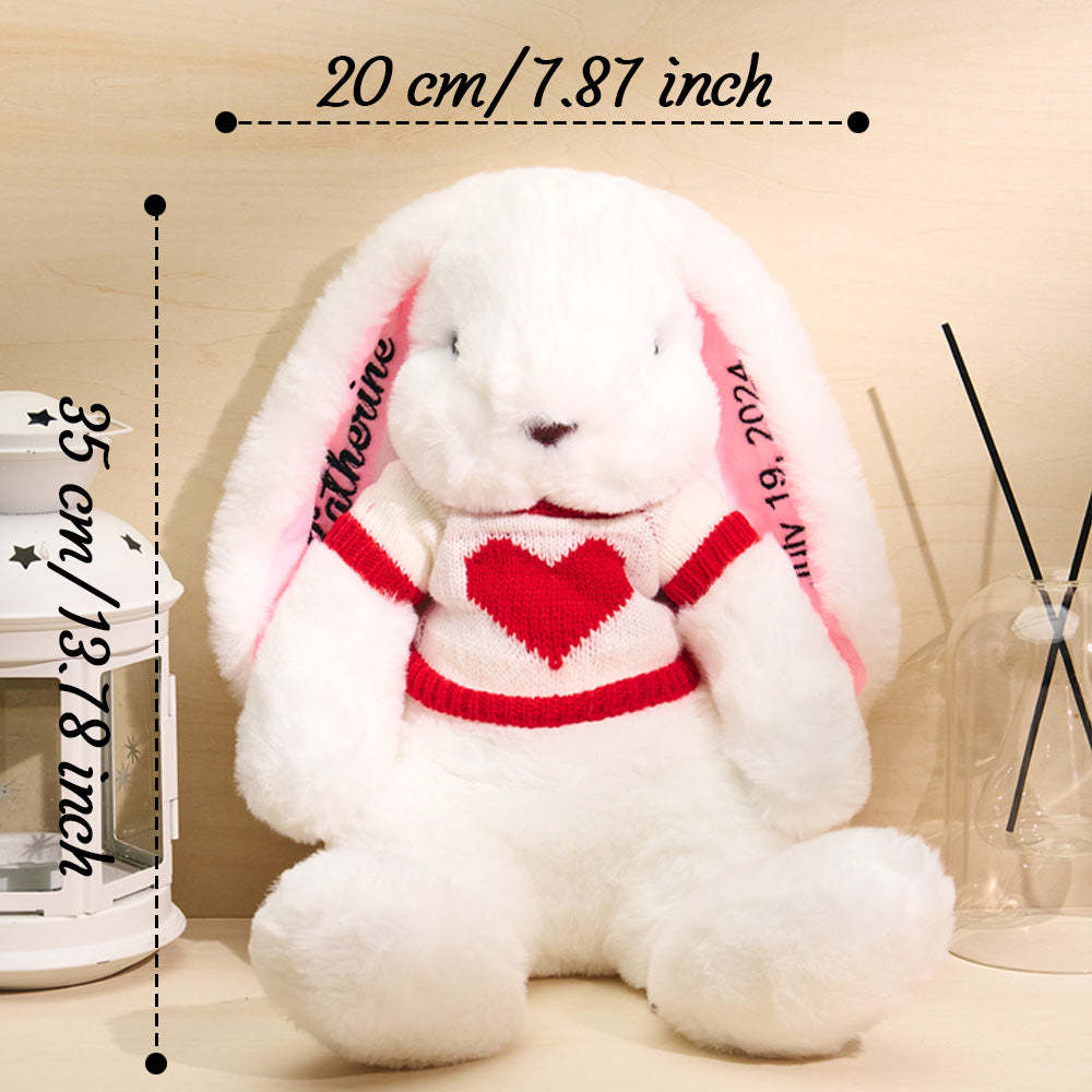 Personalized Sweater Bunny Plush Toys Custom Rabbit with Embroidered Name Gift for Children - mysiliconefoodbag