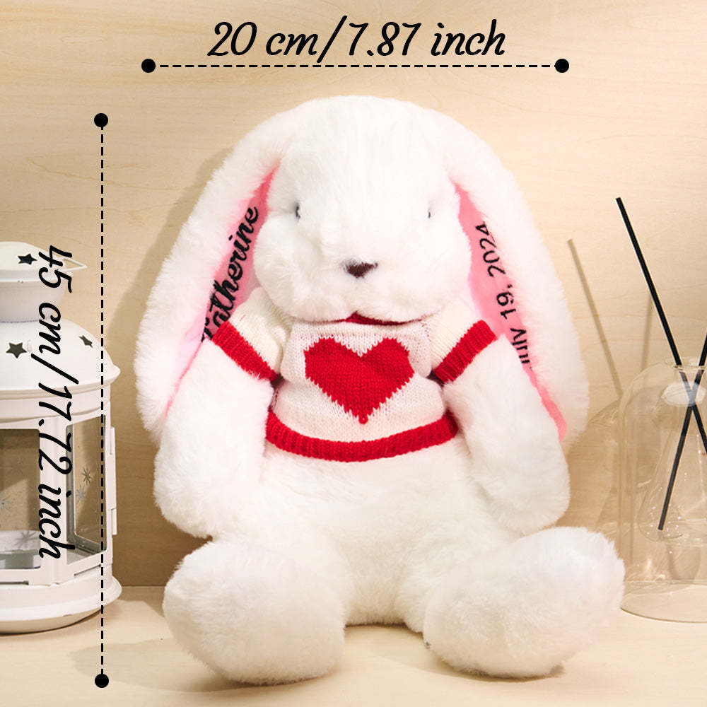 Personalized Sweater Bunny Plush Toys Custom Rabbit with Embroidered Name Gift for Children - mysiliconefoodbag