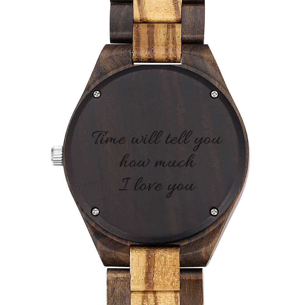 Custom Engraved Bamboo Photo Watch Wooden Strap