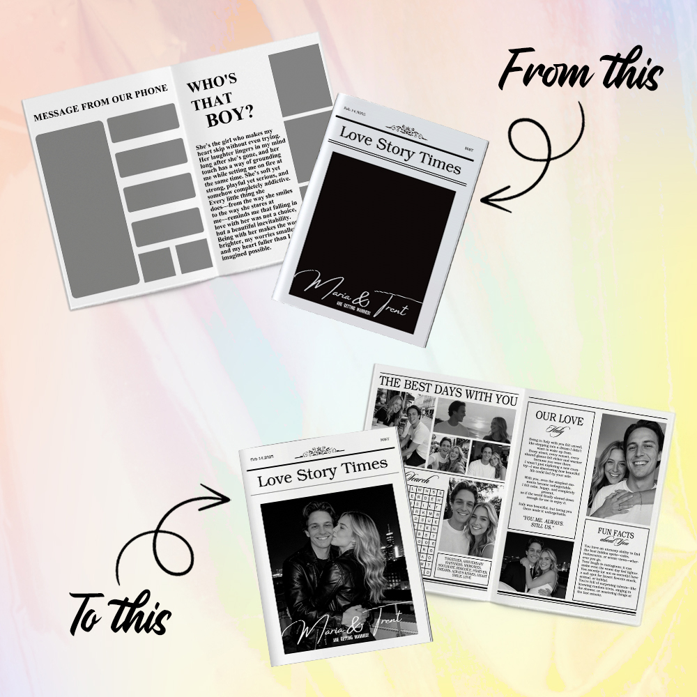 Personalized Newspaper for Couple's LOVE STORY on Valentine's Day