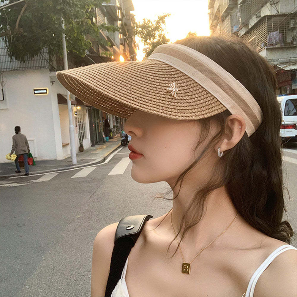 Women Adjustable Straw Open Top Hat Beach Hats Fashion Summer Sun Hat - makephotopuzzleuk
