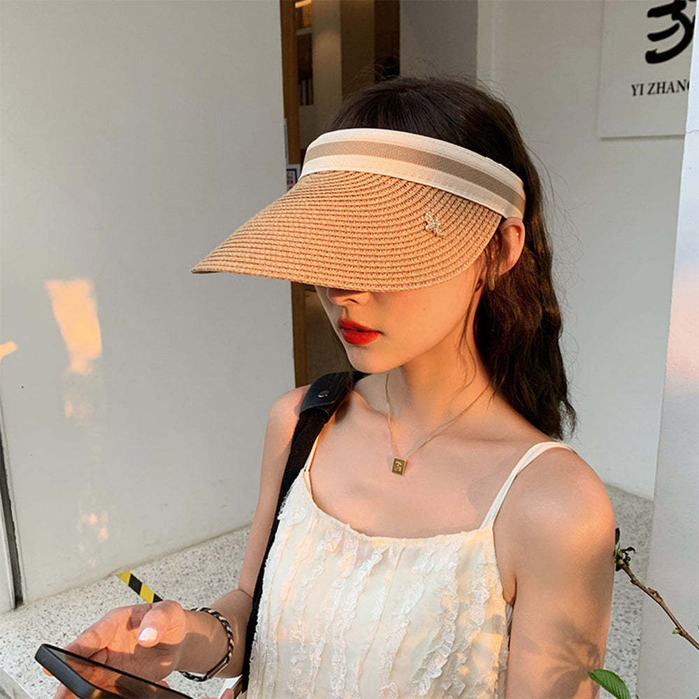 Women Adjustable Straw Open Top Hat Beach Hats Fashion Summer Sun Hat - makephotopuzzleuk