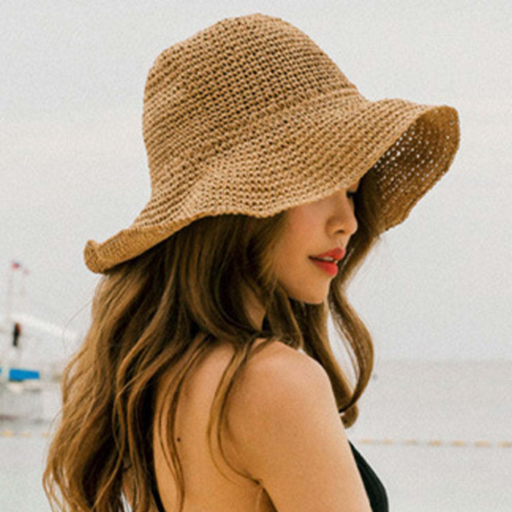Women Fashion Summer Straw Hat Sun Hat Folding Travel Beach Cap - makephotopuzzleuk