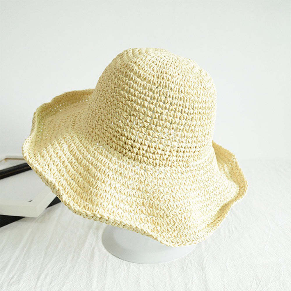 Women Fashion Summer Straw Hat Sun Hat Folding Travel Beach Cap - makephotopuzzleuk