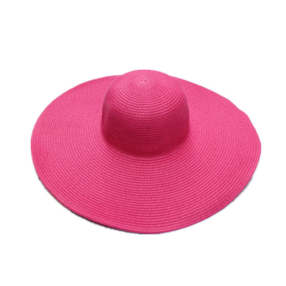 Women Summer Sun Protection Straw Hat Beach Wide Brim Big Floppy Folding Sun Hat - makephotopuzzleuk