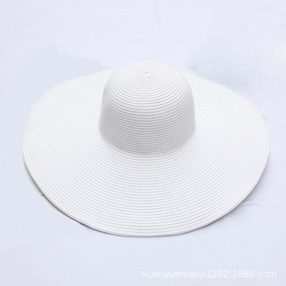 Women Summer Sun Protection Straw Hat Beach Wide Brim Big Floppy Folding Sun Hat - makephotopuzzleuk