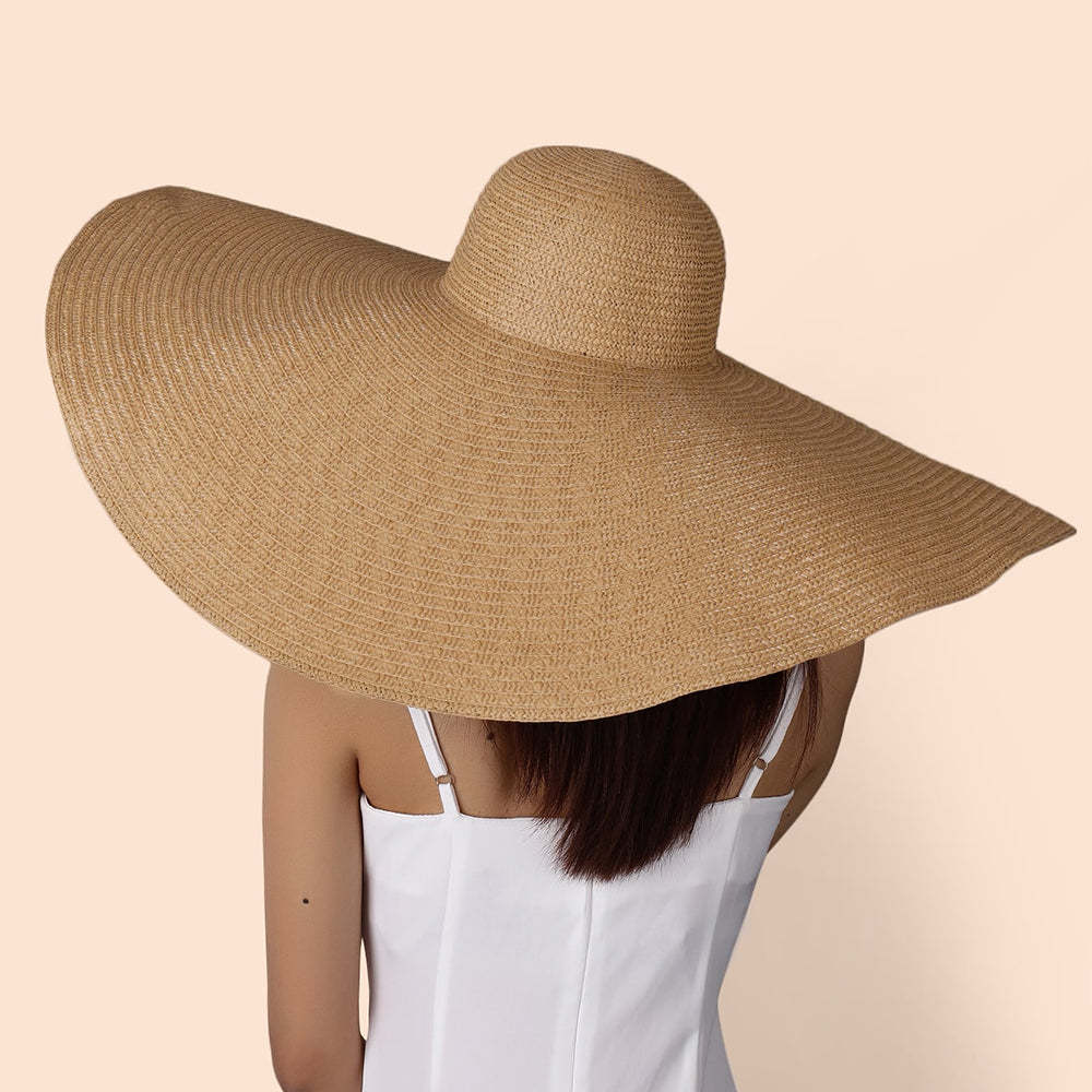 Women Summer Sun Protection Straw Hat Beach Oversized Brim Big Floppy Folding Sun Hat - makephotopuzzleuk