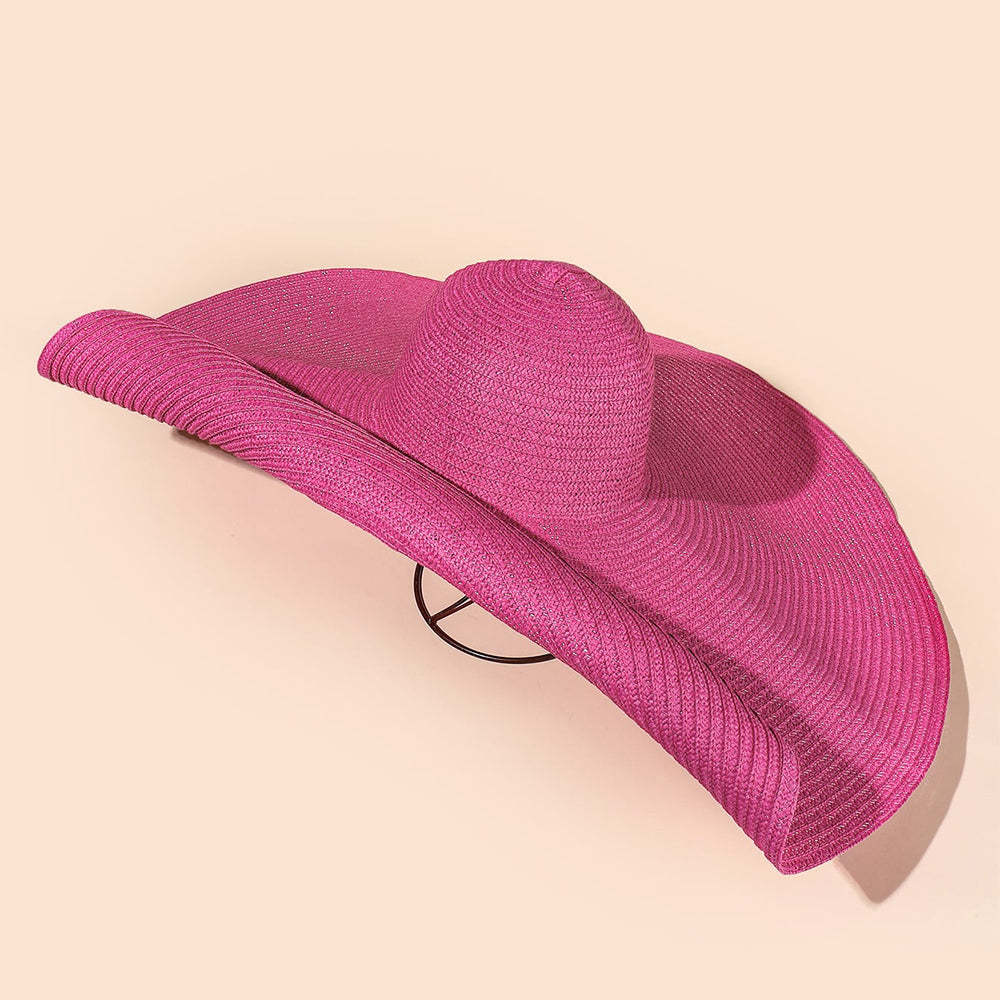 Women Summer Sun Protection Straw Hat Beach Oversized Brim Big Floppy Folding Sun Hat - makephotopuzzleuk