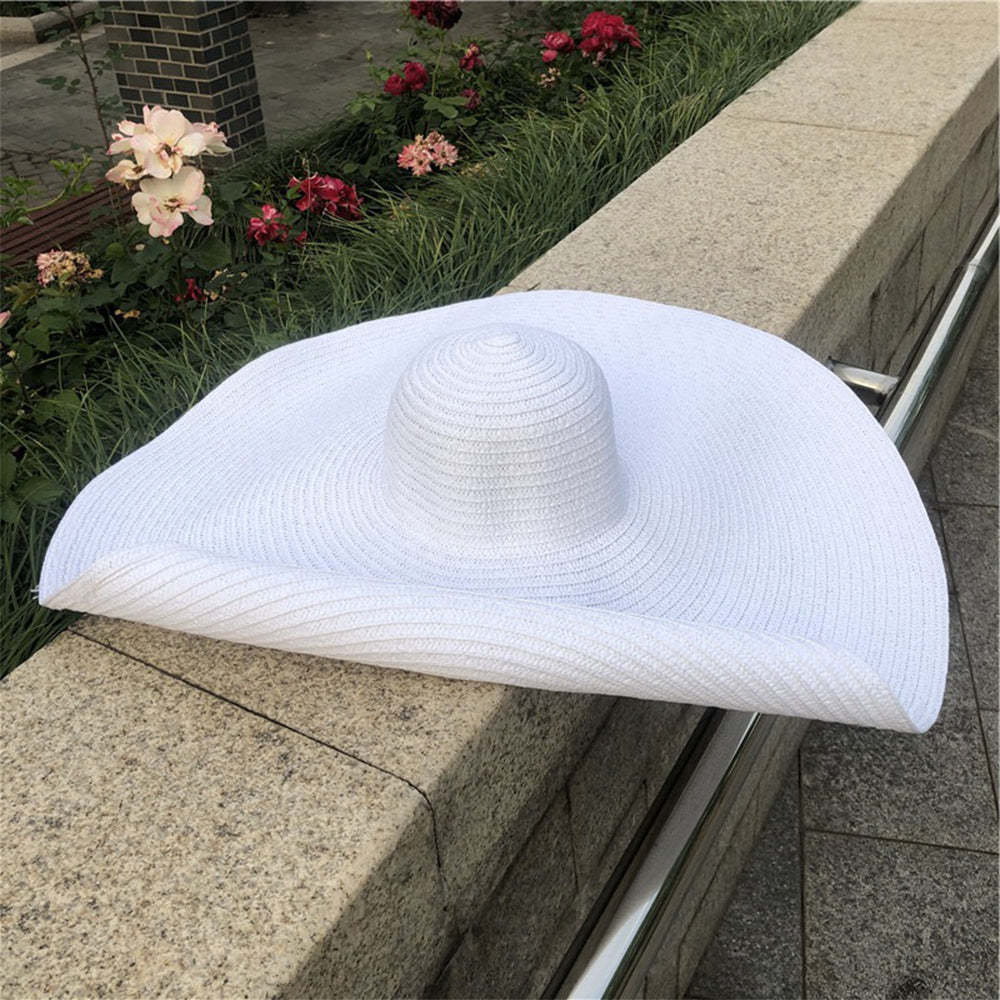 Women Summer Sun Protection Straw Hat Beach Oversized Brim Big Floppy Folding Sun Hat - makephotopuzzleuk