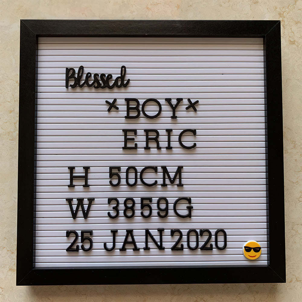 Felt Letter Board with Letters and Photo Holders Baby Birth Announcement Changeable Pre Cut Letters Boards Message Board, Classroom Decor - mysiliconefoodbag