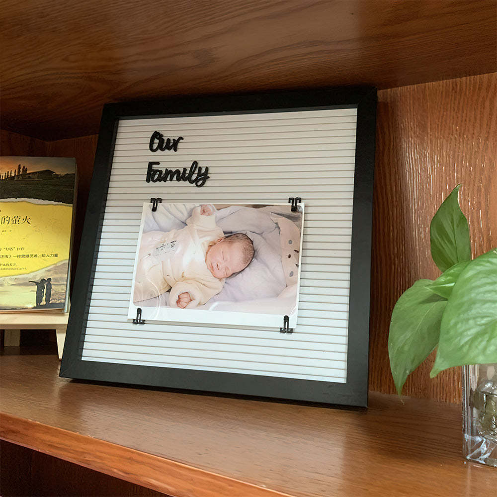 Felt Letter Board with Letters and Photo Holders Baby Birth Announcement Changeable Pre Cut Letters Boards Message Board, Classroom Decor - mysiliconefoodbag