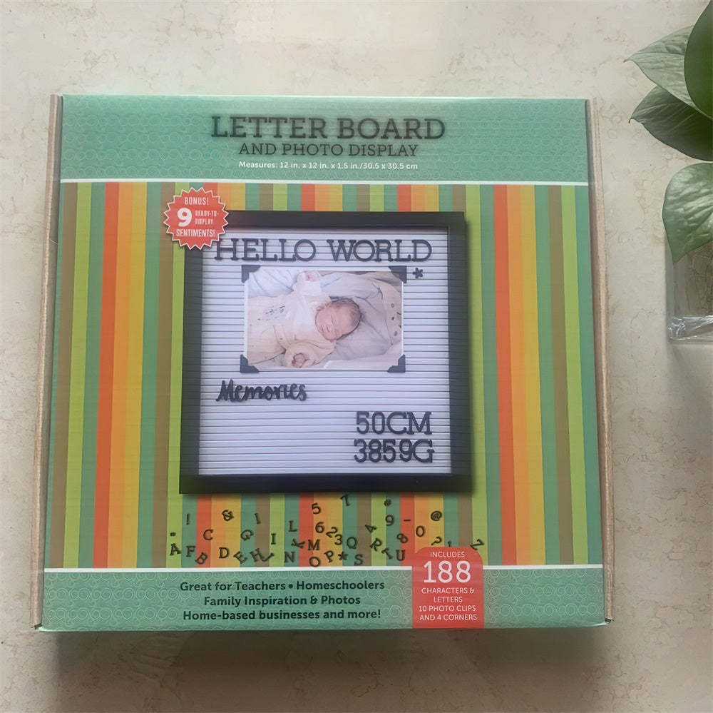 Felt Letter Board with Letters and Photo Holders Baby Birth Announcement Changeable Pre Cut Letters Boards Message Board, Classroom Decor - mysiliconefoodbag