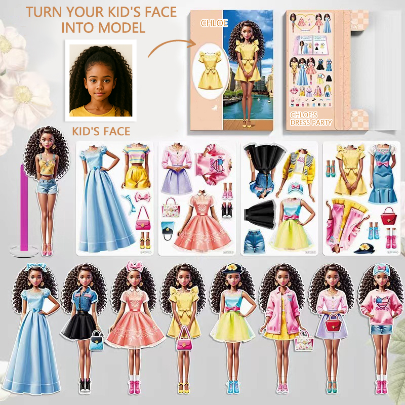 Turn Your Child’s Face Into a Personalized Princess Magnetic Dress-Up Model Toy, Personalized Model Face Soft Magnetic Beauty Toy Set, Back to School Princess Toy for Girls to Inspire Creativity