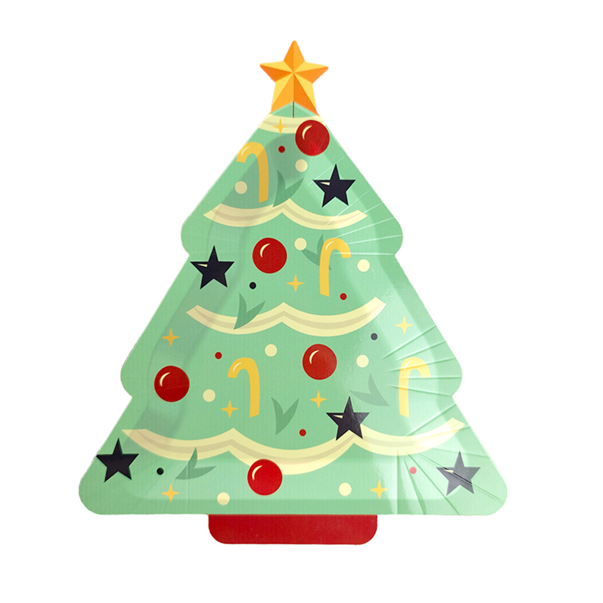 Christmas Tree Shaped Paper Plates - Party Dishes & Decor Set