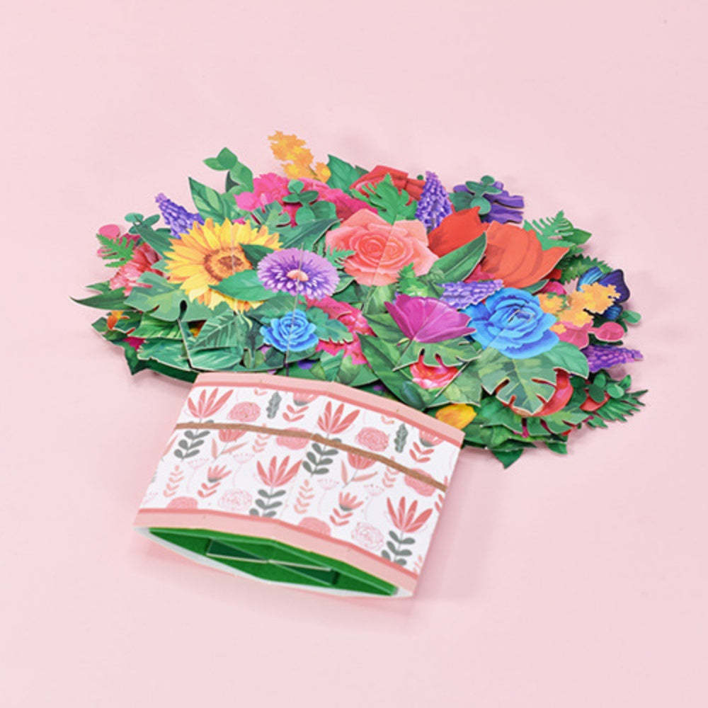 Flower Bouquet Card 3D Greeting Card Mother's Day Gifts for Mum - mysiliconefoodbag