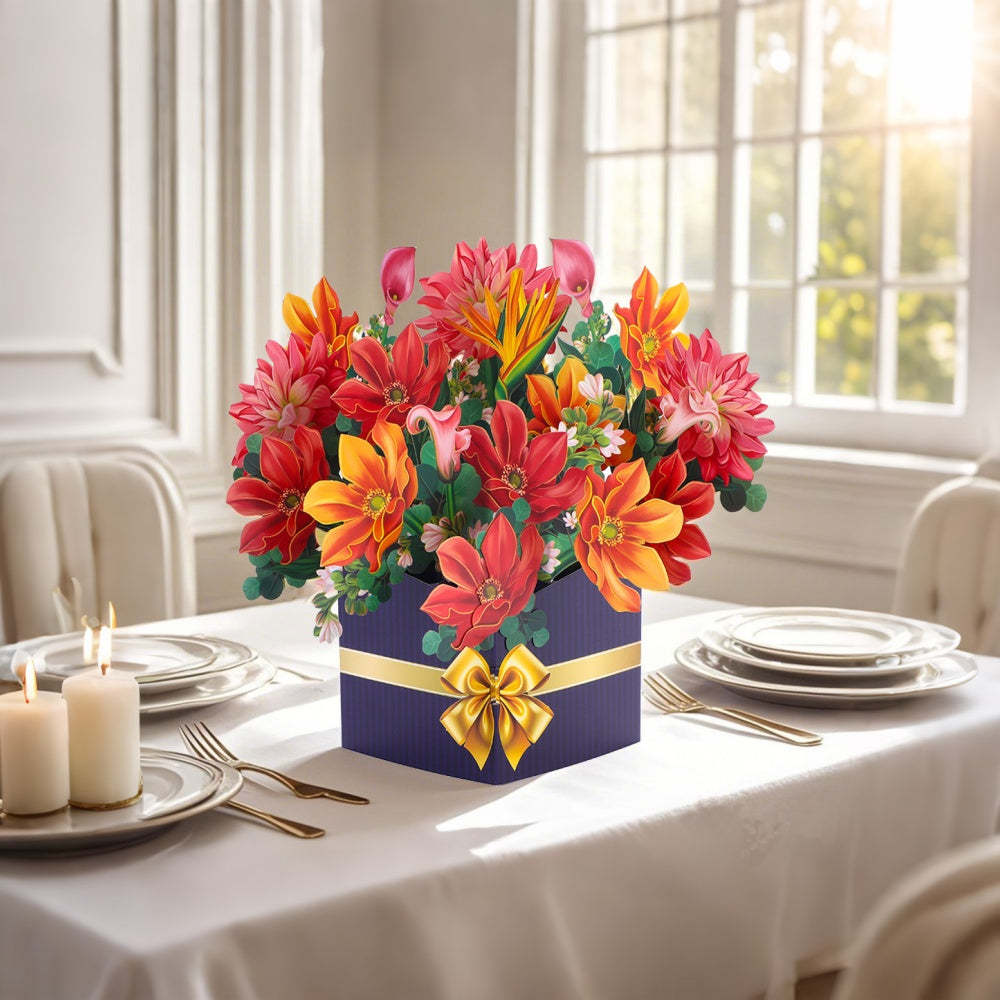 3D Greeting Card Flower Bouquet Card Mother's Day Gift for Mum - mysiliconefoodbag