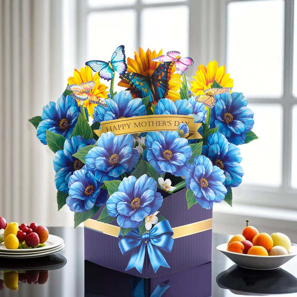 3D Greeting Card Flower Bouquet Card Mother's Day Gift for Mum - mysiliconefoodbag