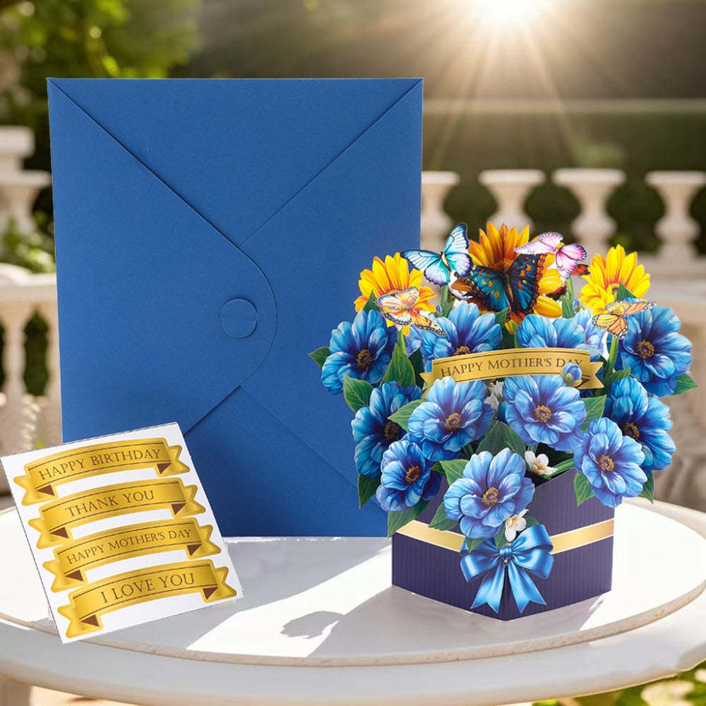 3D Greeting Card Flower Bouquet Card Mother's Day Gift for Mum - mysiliconefoodbag