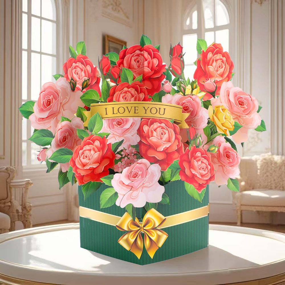 3D Greeting Card Flower Bouquet Card Mother's Day Gift for Mum - mysiliconefoodbag