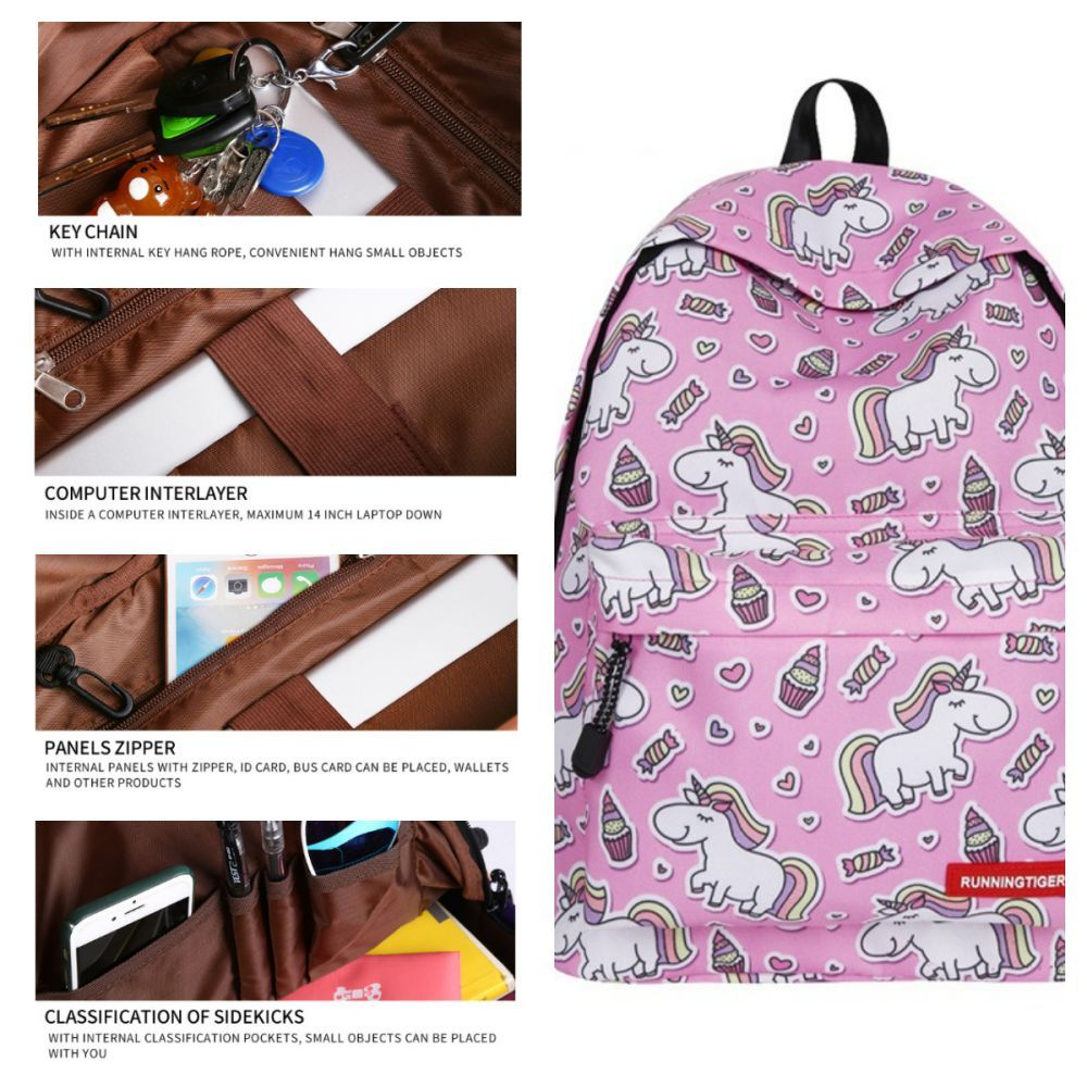 School Backpack Unicorn Bookbag Lightweight School Bag for Boys Girls - mysiliconefoodbag