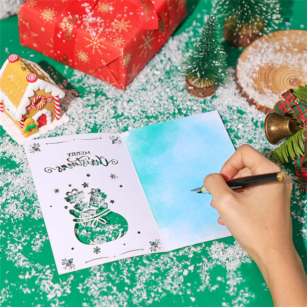 Christmas 3D Pop Up Card Hollow Christmas Greeting Card - mysiliconefoodbag